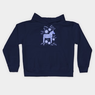 Swedish Dala Horse Blue Kids Hoodie